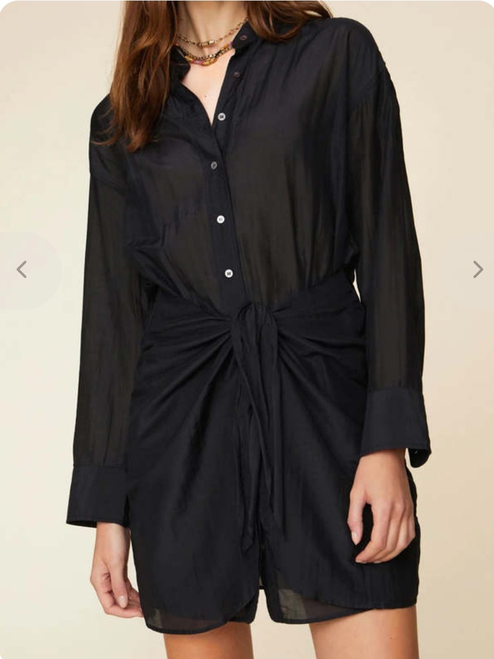 Xirena Arly Tie Front Long Sleeve Cotton/Silk Blend Shirtdress Size Medium
